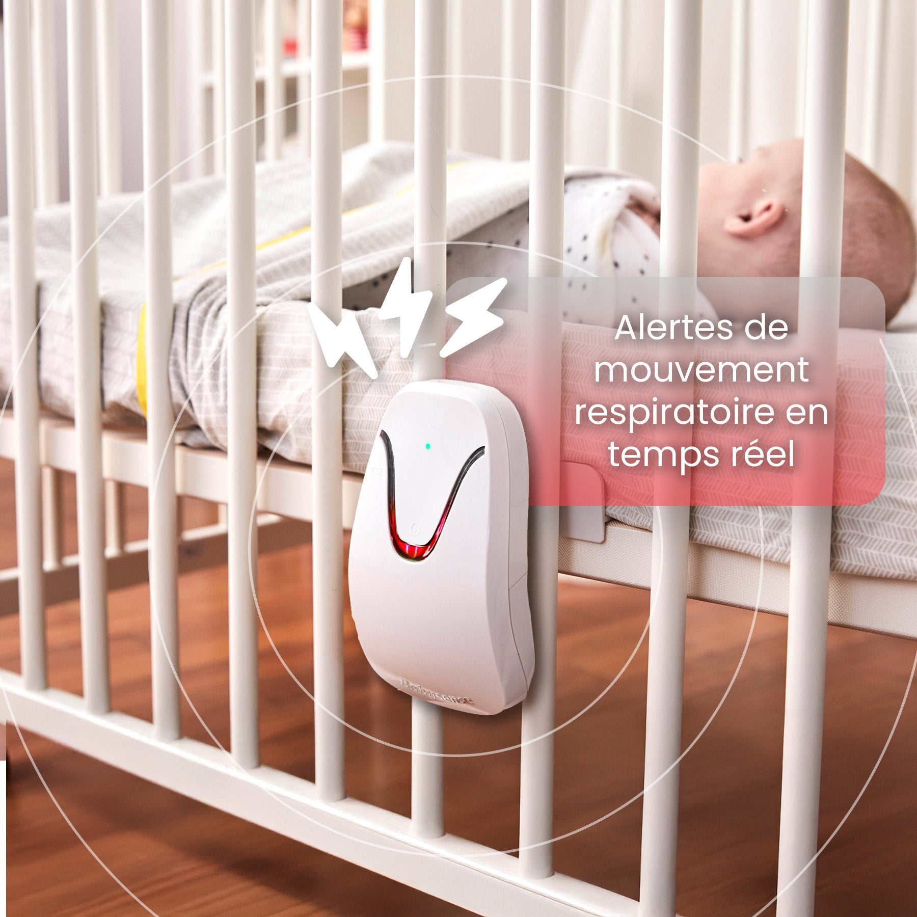 Babysense 7: Moniteur de Respiration, Alerte en Temps Réel en cas d'Absence de Respiration et d'Irregularités, Certifié Médical, Surveillance Complète pour un Sommeil Sûr
