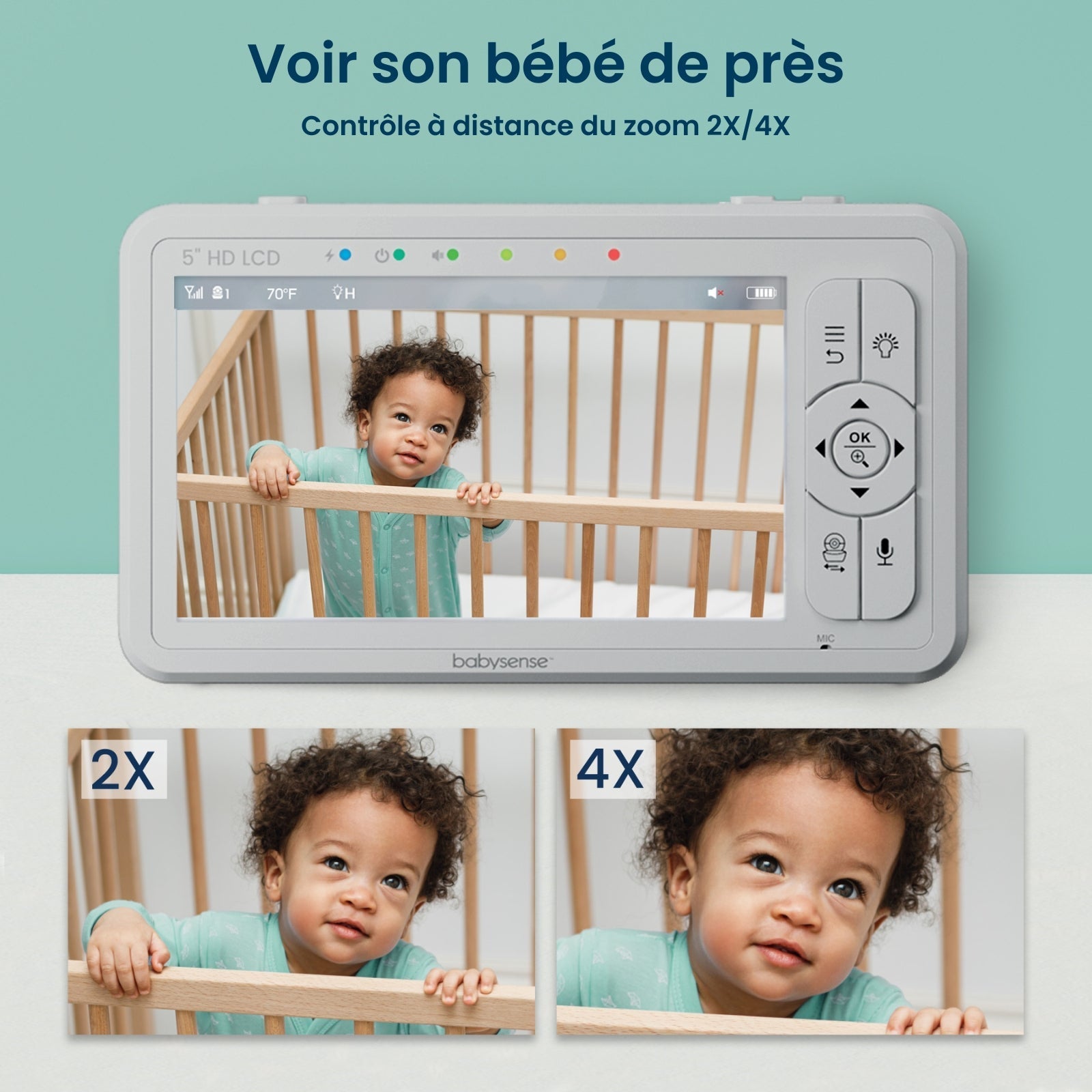 Babysense HD S2: Babyphone avec 2 Caméras, Écran Partagé Monitor & Bebe Veilleuse, Sans Wi-Fi