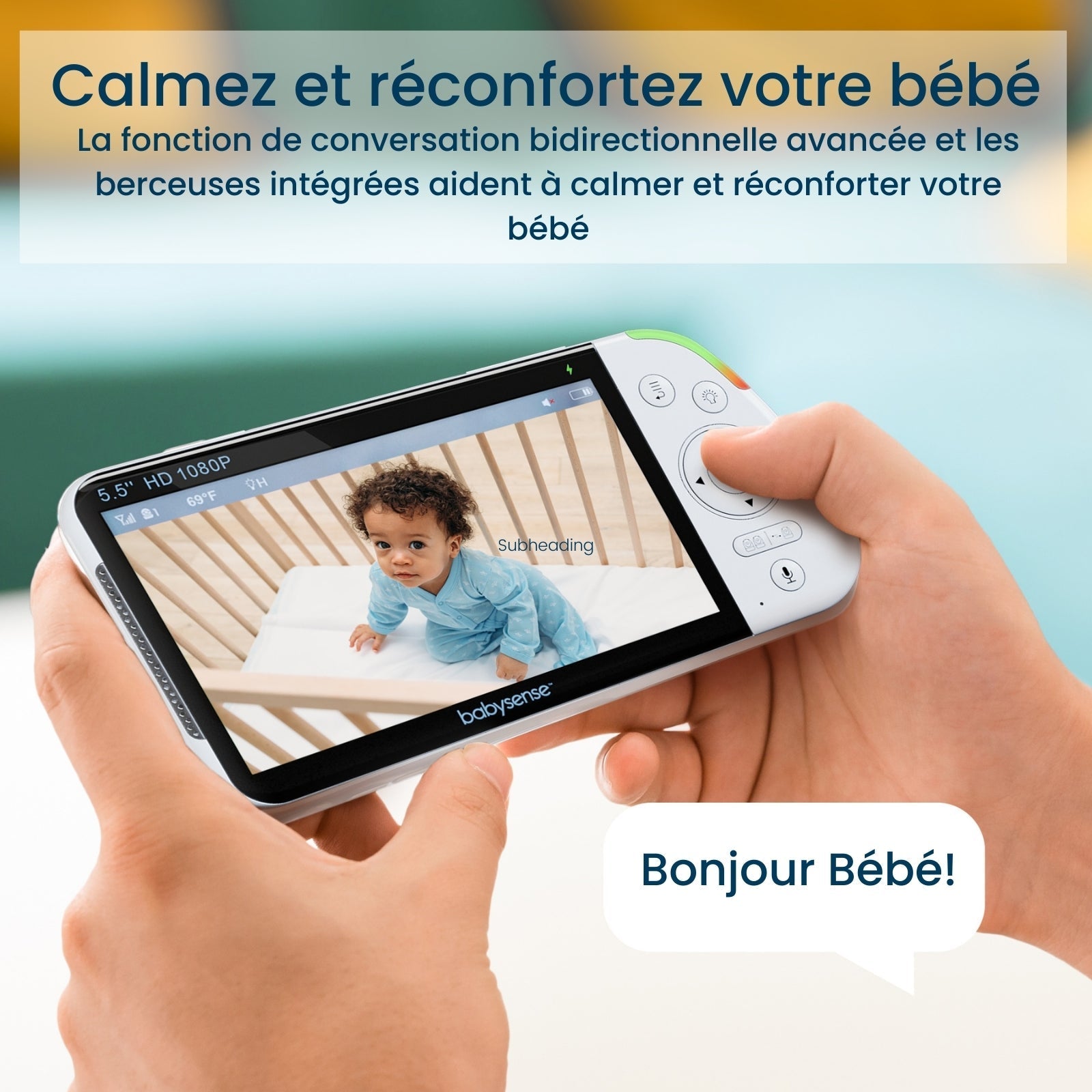 Babysense Max View: Video Baby Monitor with 3 Cameras, Non Wifi, Split Screen, Night Light & Sound Machine