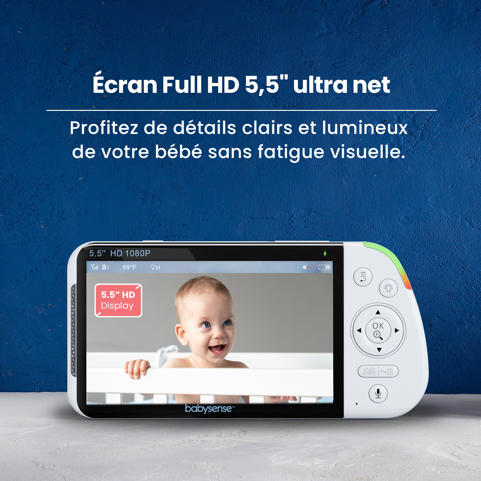 Babysense Maxview Pro: Babyphone 1 Caméra, Écran Partagé Monitor, Bruit Blanc Machine & Bebe Veilleuse, Sans Wi-Fi