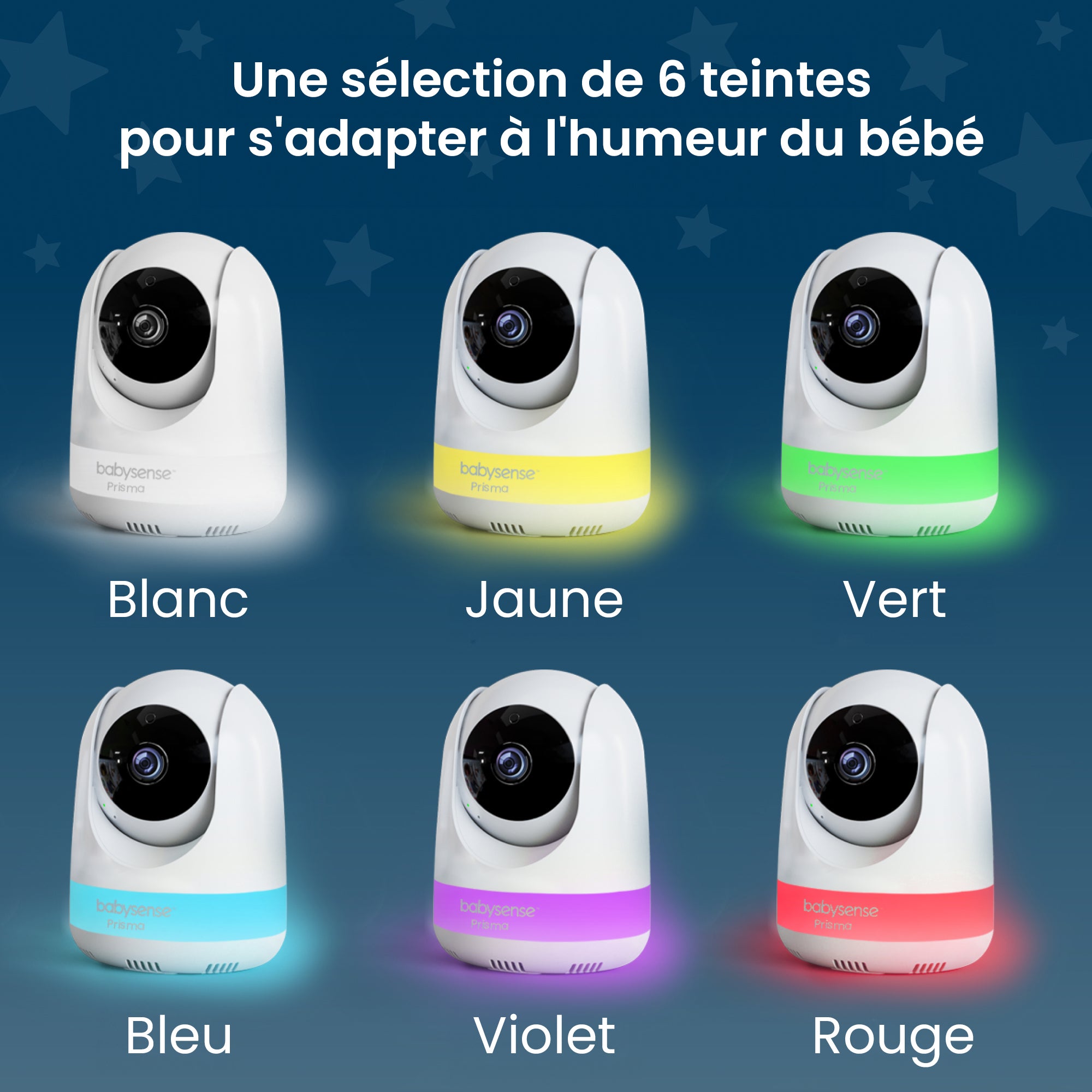 Babysense Prisma : Moniteur Vidéo Bébé avec 1 Caméra, Sans WiFi, Écran Divisé, Veilleuse & Machine à Sons