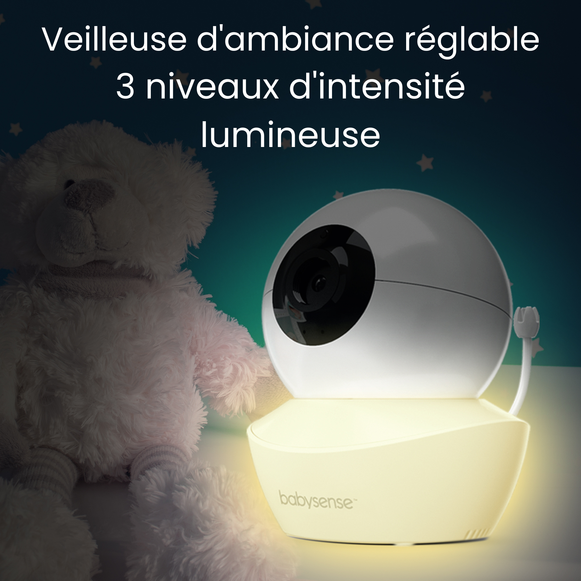 Babysense HD S2: Babyphone avec 2 Caméras, Écran Partagé Monitor & Bebe Veilleuse, Sans Wi-Fi 