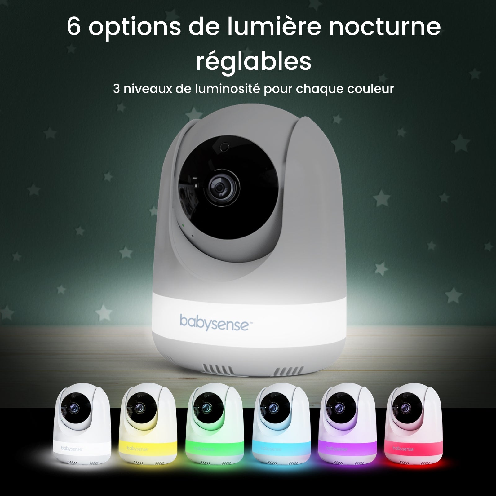 Babysense Max View: Video Baby Monitor with 3 Cameras, Non Wifi, Split Screen, Night Light & Sound Machine