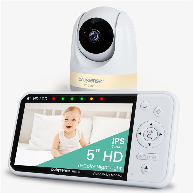 Babysense Prisma : Moniteur Vidéo Bébé avec 1 Caméra, Sans WiFi, Écran Divisé, Veilleuse & Machine à Sons